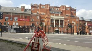 Window cleaning outside Oval Cricket Ground