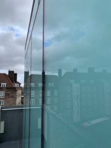 Glass panel after cleaning, marks removed