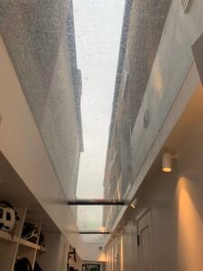 before roof window cleaning showing dirt