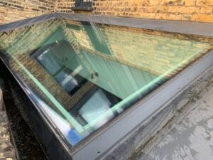 Skylight after cleaning with algae removed